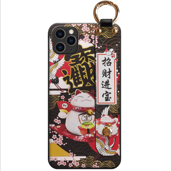 Lucky Cat   with Hand Strap and Key Chain  | IPhone