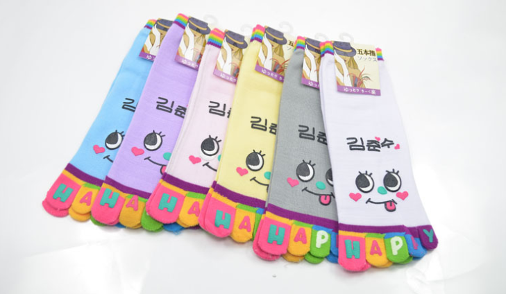 Creative cartoon cute five-finger socks women's