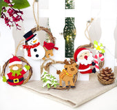Christmas Home Decoration Wicker Ornament Cartoon Felt Ring Rattan Decorative Pendant Santa Claus Pendant Christmas Ornaments