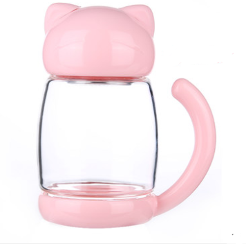Linda Taza De Té De Cristal Transparente Gato
