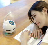 The sphere humidifier has a small fan
