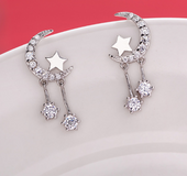 Star moon tassel earrings