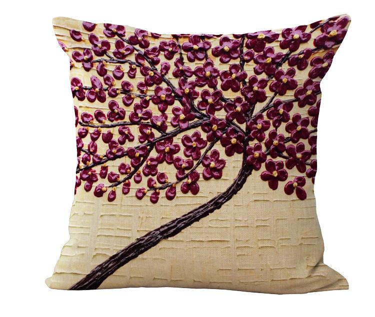 Oil painting cotton and linen pillowcase