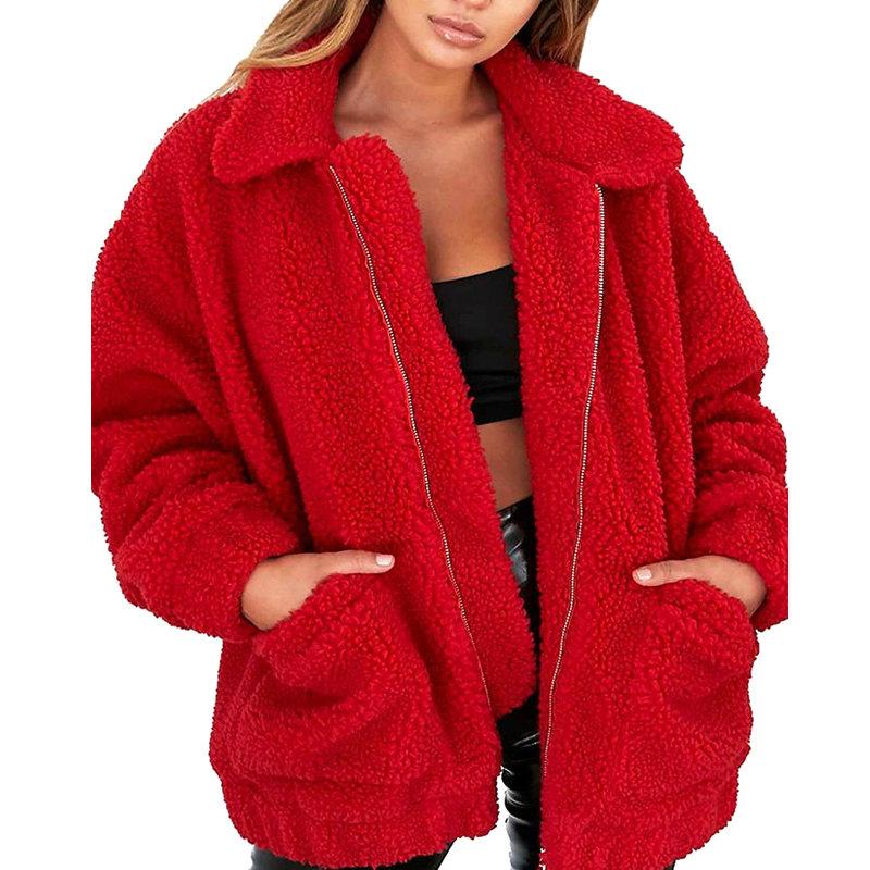 Casual coat female autumn winter new Europe and the United States imitation fur wool loose coat