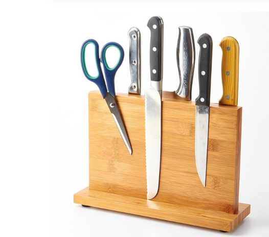 Bamboo Magnetic Knife Holder Kitchen Supplies Wooden Adsorption Magnet Holder Multi-function Kitchen Knife Rack Tool Rack
