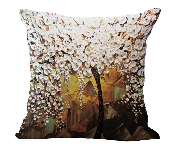 Oil painting cotton and linen pillowcase