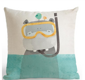 Diving funny animal pillowcase