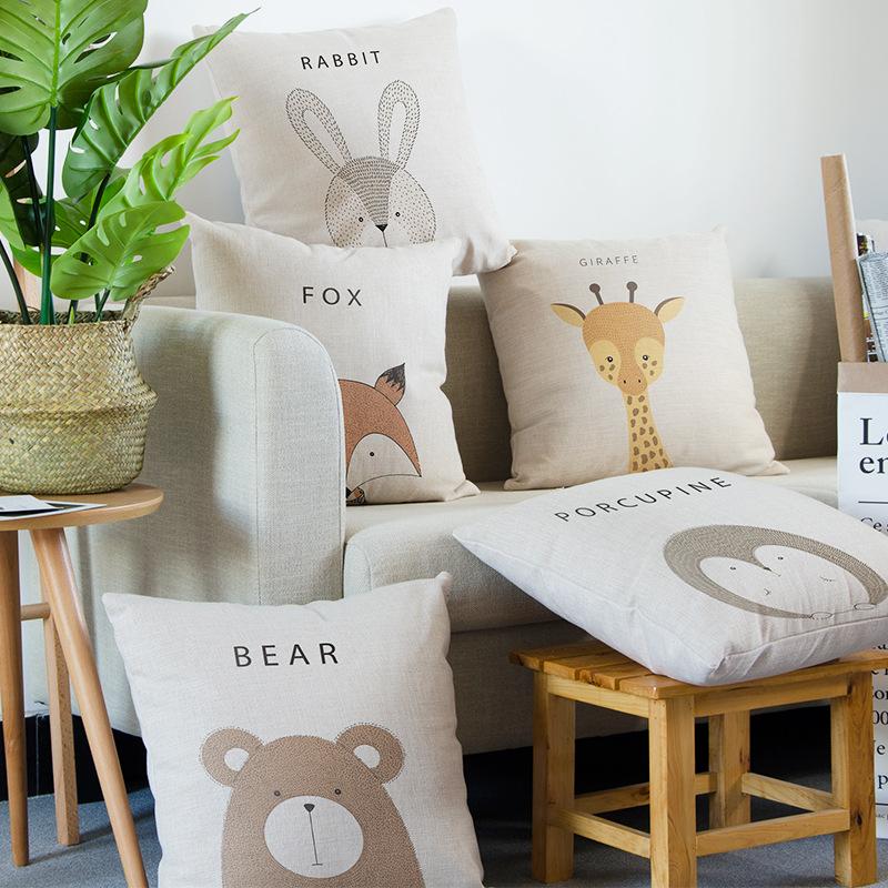 Cartoon animal pillowcase Short plush