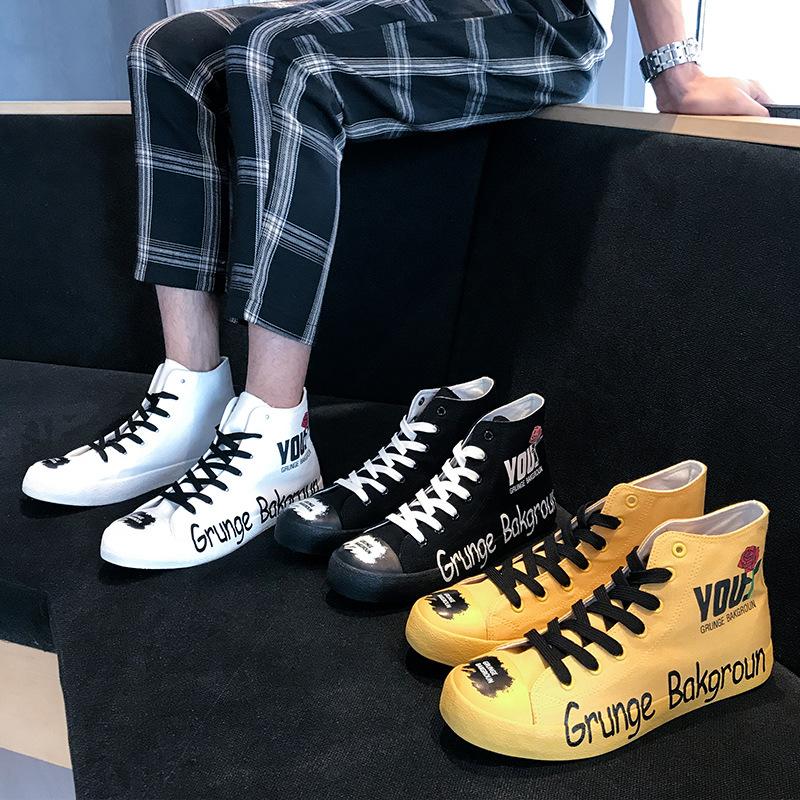 Autumn new high-top canvas shoes male Korean version of the trend of personality high to help shoes men's tide shoes students wild shoes