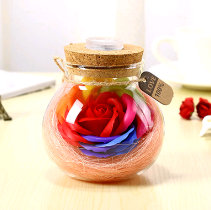 Tanabata gift creative lucky star glass bottle soap flower to send girls luminous bottle romantic eternal flower night light