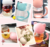 Linda Taza De Té De Cristal Transparente Gato