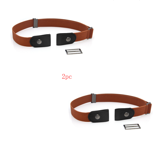 Leather Slim Stretch Invisible Belt Jeans Simple Joker Men and Women Lazy Belt