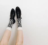 Leopard Dalmatian Black White Cotton Socks