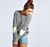 Round neck pullover sweater patch large size sweater women