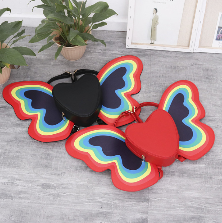Japanese and Korean new heart-shaped creative beautiful butterfly design 2 color backpack female