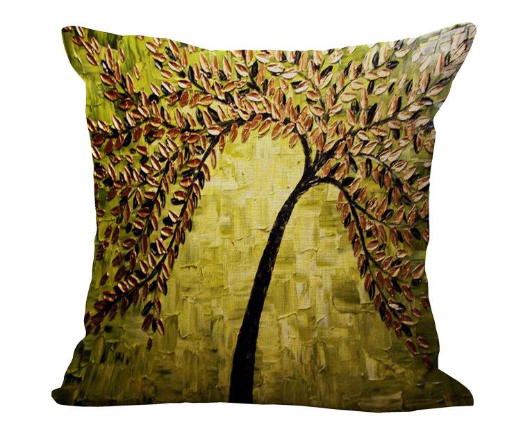 Oil painting cotton and linen pillowcase