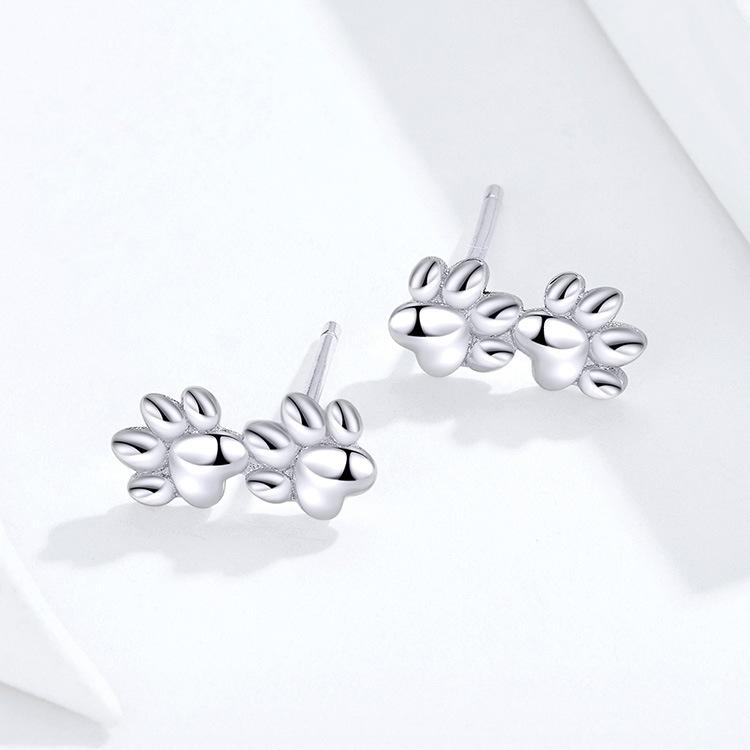 Pet footprints, silver earrings