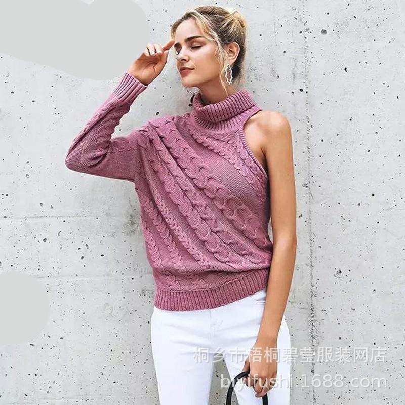 Single sleeve twist knit sweater