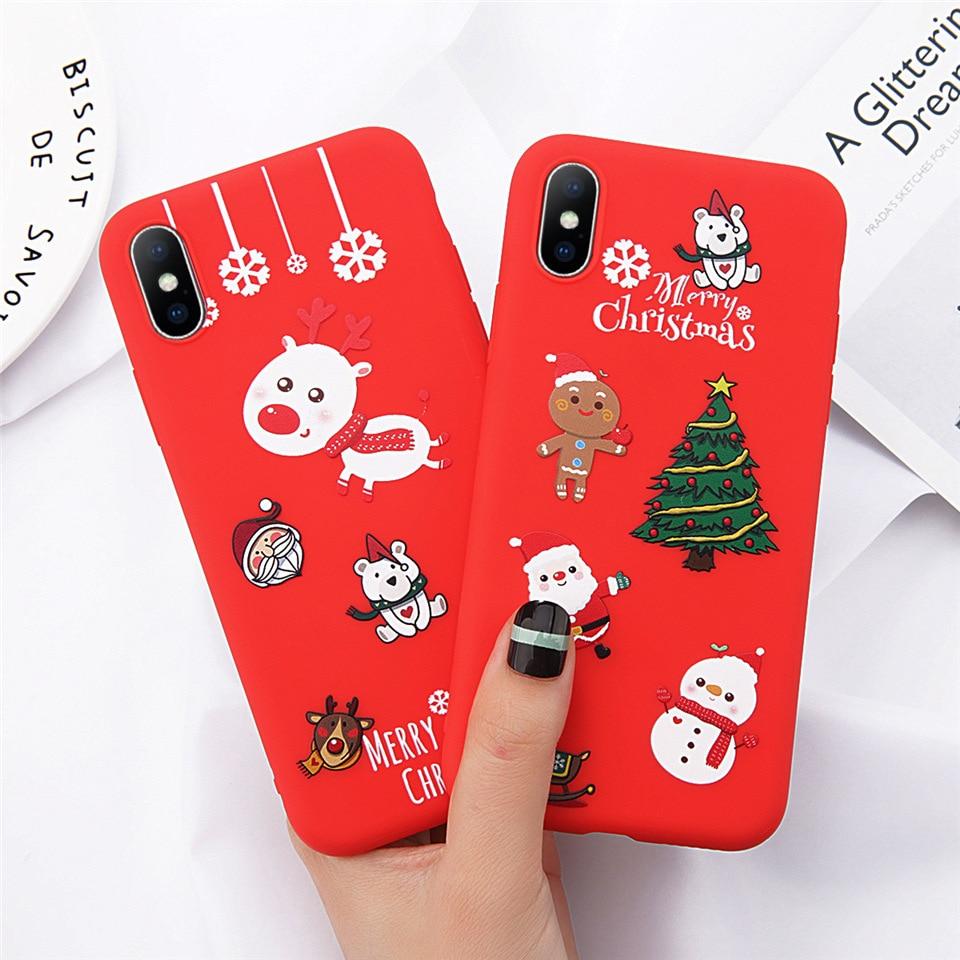 Lov Phone Case For iPhone 6 6s 7 8 Plus X XR XS Max Cute Cartoon Christmas Santa Claus Elk Soft TPU For iPhone 5 5S SE Cover