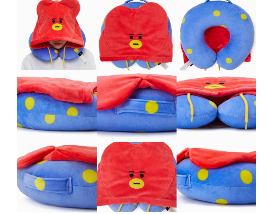Cartoon hooded U-shaped pillow Travel neck pillow