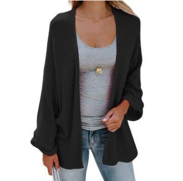 Autumn and winter  ins fashion solid color loose knit cardigan sweater women's jacket