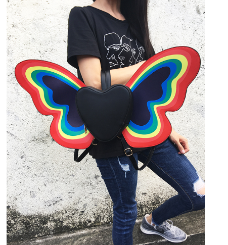 Japanese and Korean new heart-shaped creative beautiful butterfly design 2 color backpack female