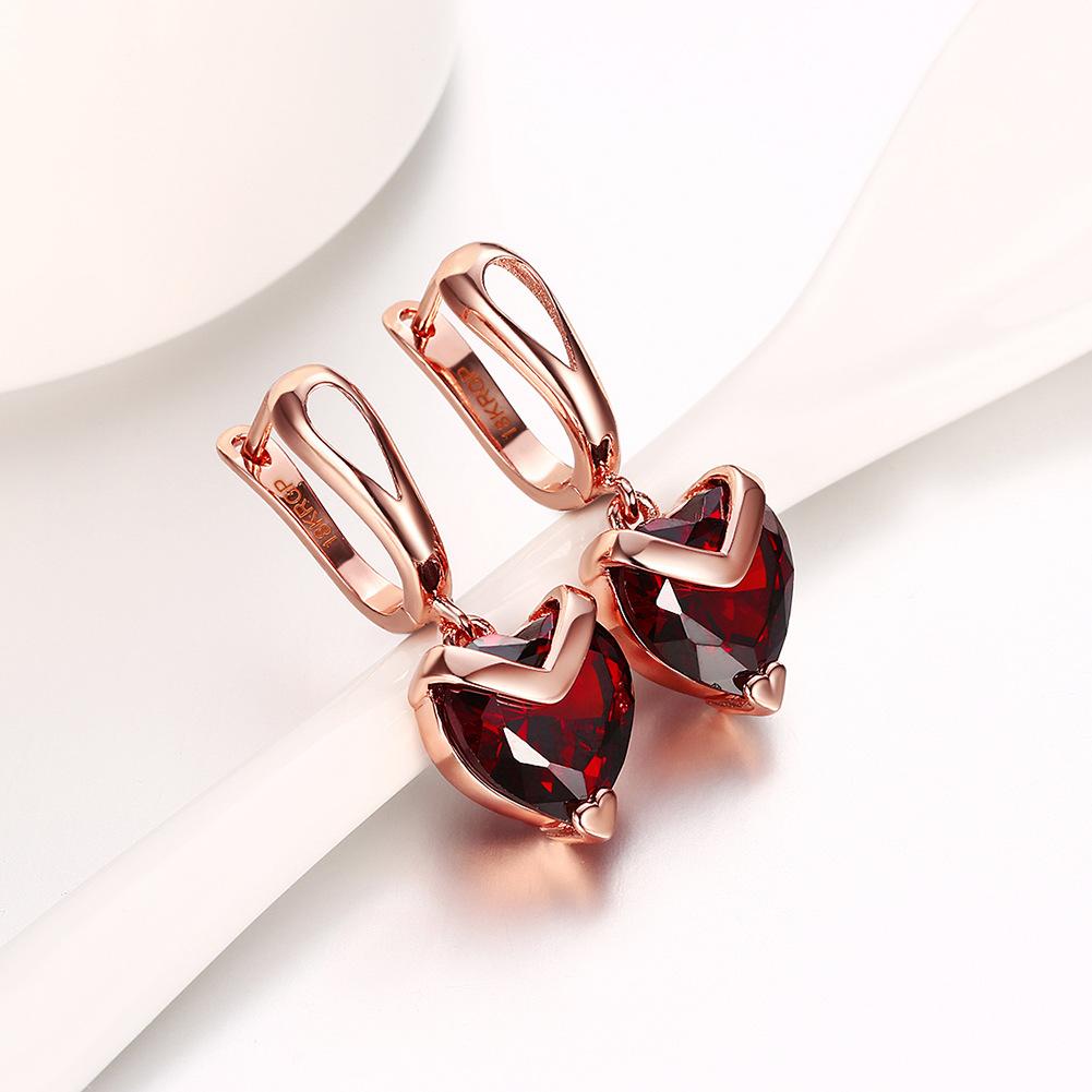 Heart-shaped zircon earrings Rose gold hypoallergenic earrings