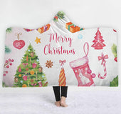 Christmas theme Hooded Blanket for Adult Sherpa Fleece Wearable Throw Blanket Microfiber Galaxy Bedding