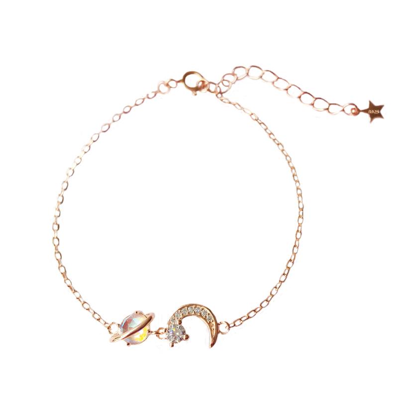 S925 Brazalete plateado rosa