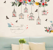 Flower vine bird cage Wall Sticker