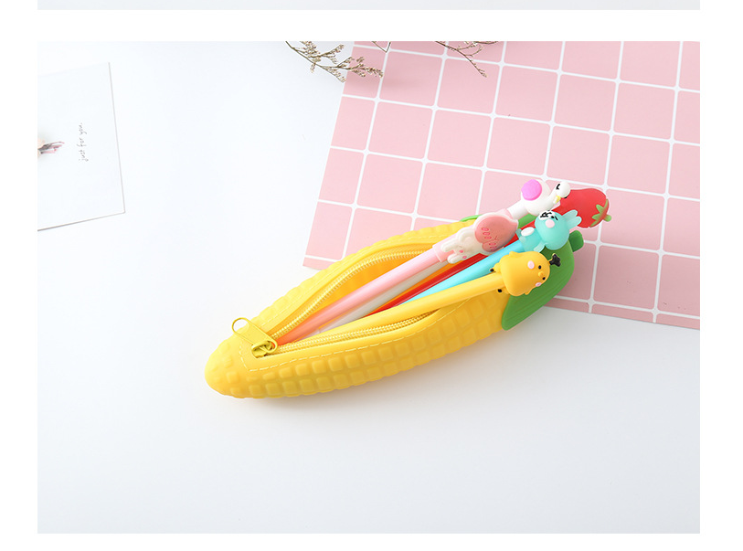 Creative stationery Korea simple corn modeling silicone pencil bag student large capacity pencil bag pencil bag