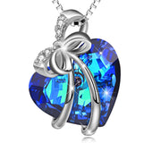 Corazón Zafiro Collar De Plata