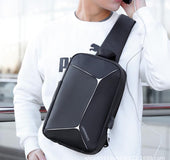 Men's shoulder bag PU leather chest bag men's Messenger bag multi-function outdoor sports backpack