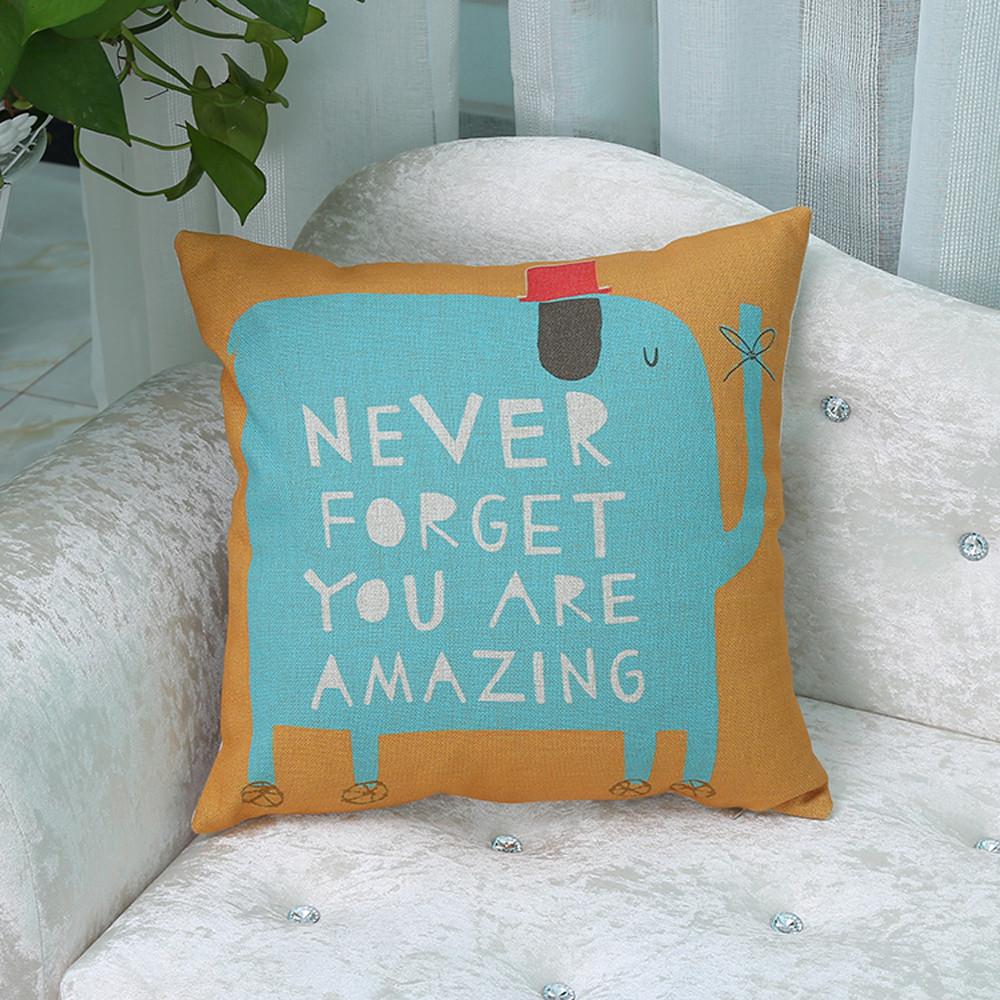 Elephant Printing Throw Pillow Case Cushion Cover Chair Sofa Bed Home Decor