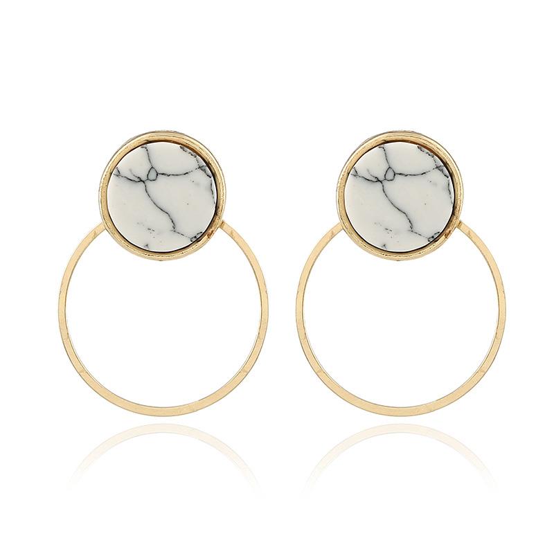 Geometric Round Marble Stud Earrings Various Models