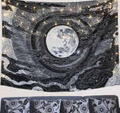 Black and white moon tapestry