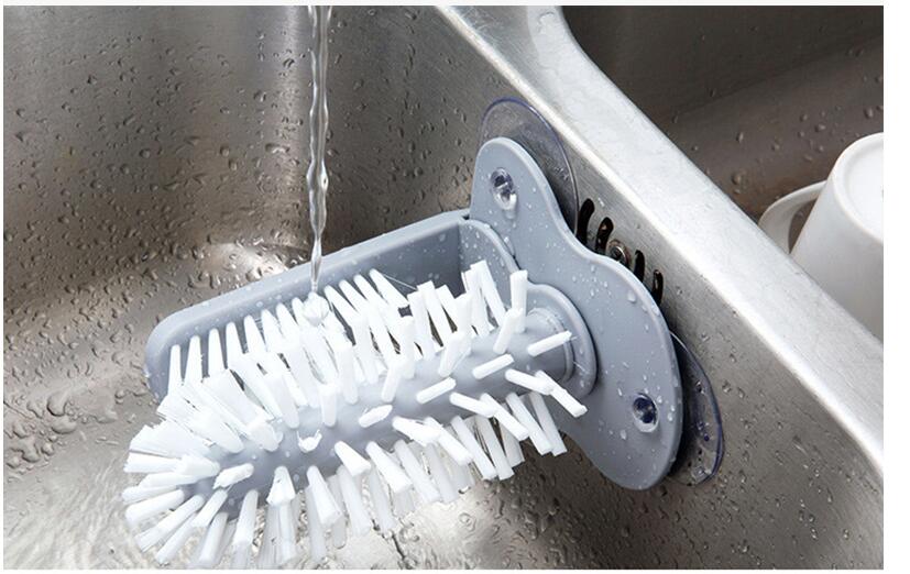 Creative suction wall lazy cup brush glass cleaning brush kitchen rotating cup tea cup brush cup brush