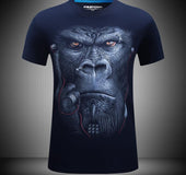 creative stereoscopic pattern T - shirt youngsters printed male short sleeved 3D T-shirt earphones