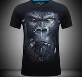 creative stereoscopic pattern T - shirt youngsters printed male short sleeved 3D T-shirt earphones