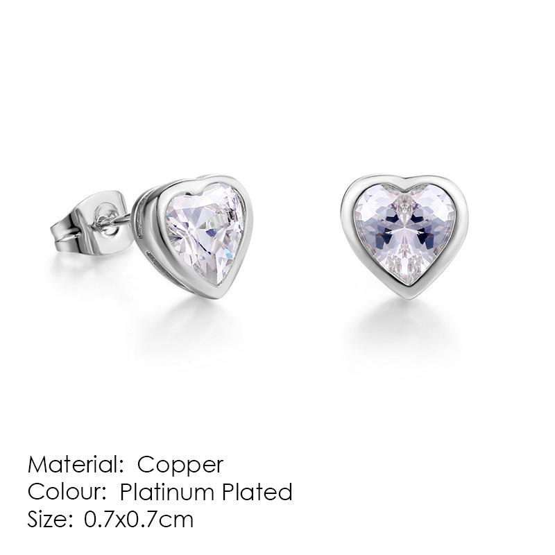 Round Stud Earrings Zircon