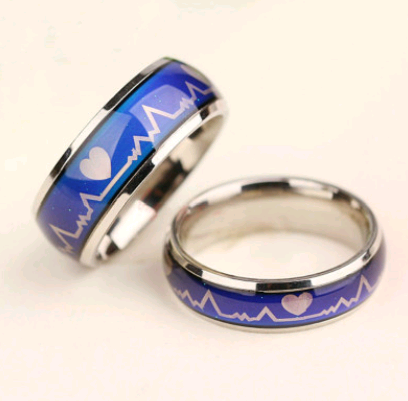 Titanium steel couple ECG ring men and women