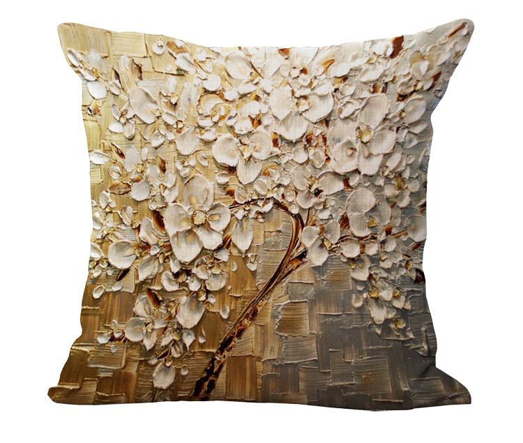 Oil painting cotton and linen pillowcase