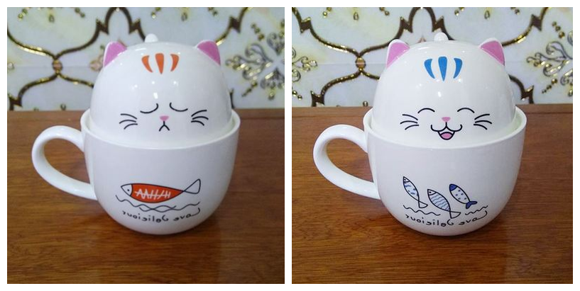 Creative cat cup ceramic mug office cup with lid spoon bone china couple coffee cup tea cup gift