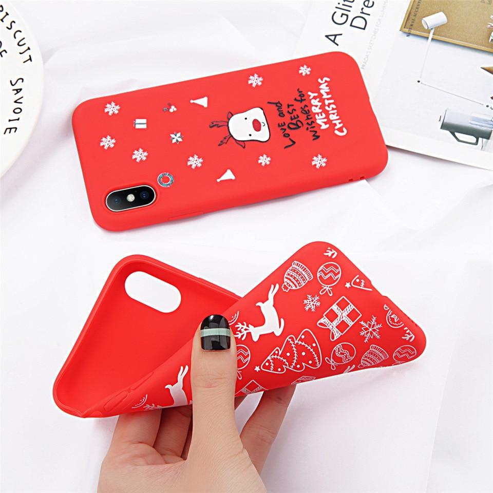 Lov Phone Case For iPhone 6 6s 7 8 Plus X XR XS Max Cute Cartoon Christmas Santa Claus Elk Soft TPU For iPhone 5 5S SE Cover