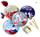 Christmas ceramic plate cartoon hand-painted steak plate fruit dish bone china Western dish New Year's Day New Year gift