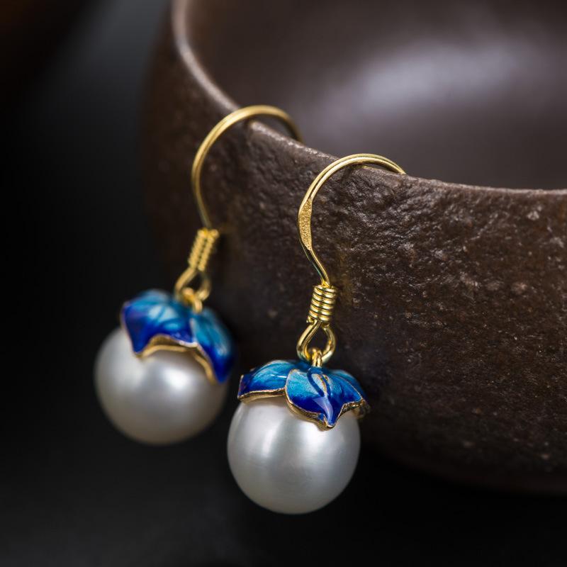 Cloisonne 925 Silver Earrings