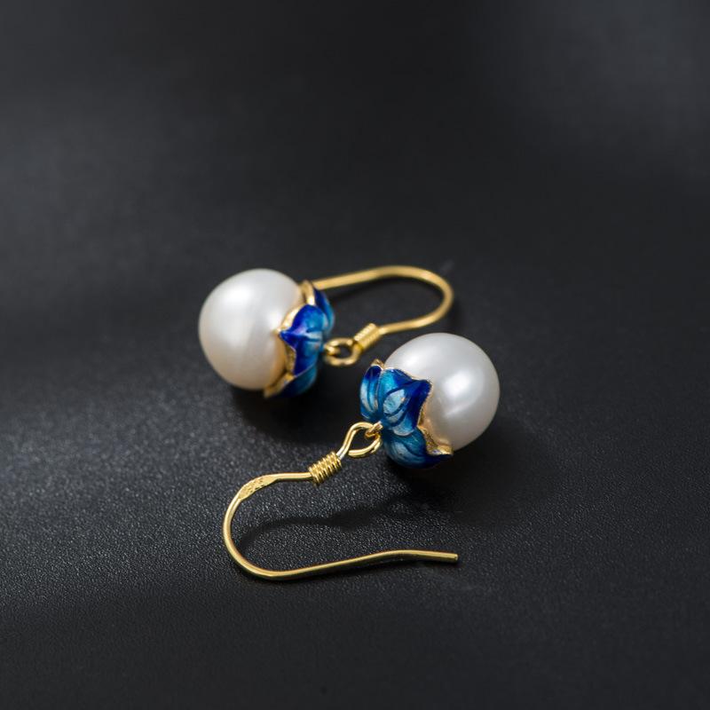 Cloisonne 925 Silver Earrings
