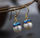 Cloisonne 925 Silver Earrings