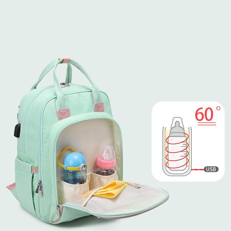 Bottle Heating Multi-Function Mommy Bag Waterproof Travel Baby Backpack With USB Interface