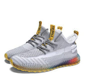 Rainbow bottom coconut shoes flying woven running shoes